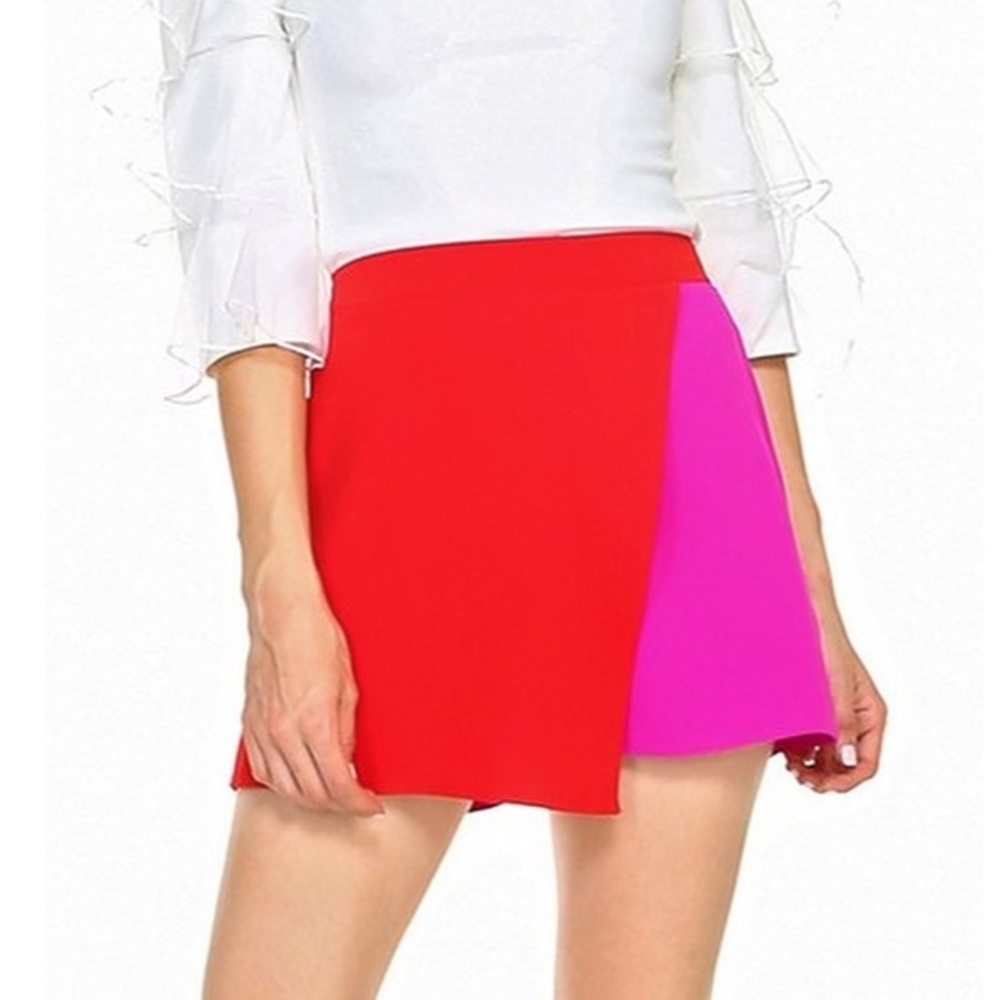 Red and pink colorblock skort